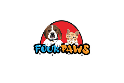 Four Paws cat cat logo design dog dog logo illustration logo paws vector