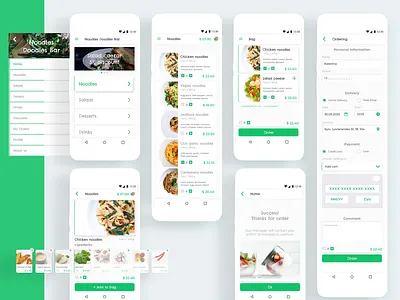 Food order mobile app android app app design delivery delivery app delivery service dish food food and drink interface light design noodles pasta restaurant salad simple clean interface ui ux