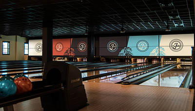 Junction Bowl Wall Graphic bowling branding design icon design illustration logo railroad restaurant