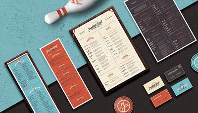 Junction Bowl Menu Design bowling branding design icon design illustration logo menu design railroad restaurant typography