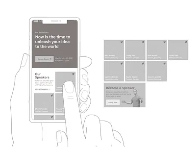 Keynote Speaker List Wireframe conference mobile ui ux wireframe