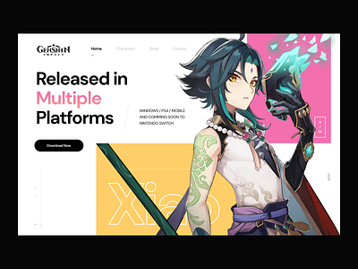 Genshin Impact Lading Page app clean daily ui game genshin genshinimpact landing ui ui design