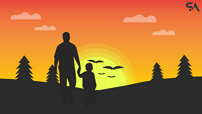 Fathers Day Landscape Design conceptual design illustration vector