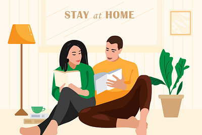 Stay Home art banner illustration isolation vector