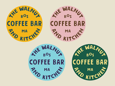 The Walnut Coffee Bar Badges badge bar branding cafe coffee color kitchen logo retro typography