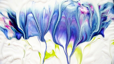 SIMPLE flower painting for BEGINNERS ~ Diptych acrylic pour pain acrylic acrylic paint art design flower fluid art paintings pouring stayhome tutorial