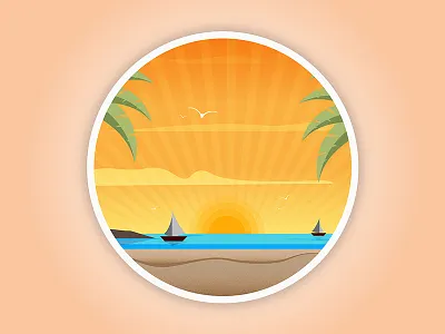 Travel Illustration adobe illustrator badge beach design graphic art graphic design illustration landscape sea sticker sunset vector vector art
