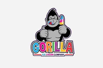 Gorilla Black Version cartoon cartoon character cartoon design design gorilla gorilla logo icecream illustration logo vector