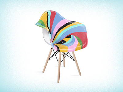 Chair Concept acrylic asheville chair colorful concept eames eames chair hand painted illustration procreate psychedelic stripes vortex
