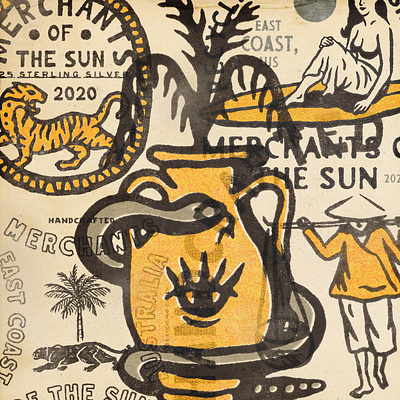 Merchants of The Sun badge design branding handdrawn illustration t shirt design vector vintage vintage badge vintage design