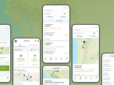 BulkLoads - Bulk Freight Load Searching android app app design cards ui dashboard ios map mobile app mobile design react native search ui ux