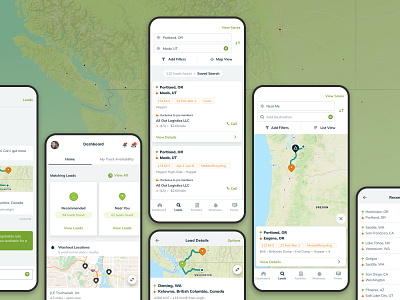 BulkLoads - Bulk Freight Load Searching android app app design cards ui dashboard ios map mobile app mobile design react native search ui ux