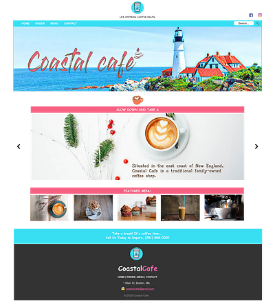 Coastal Cafe website design logo ui design website design