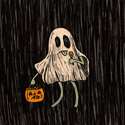 Ghost Dude candy death doom doom and gloom ghost ghostbusters ghoul grim halloween costume horror illustration inktober inktober2020 october scary scary movie spooktober spooky trickortreat white sheet