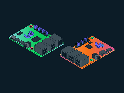 Raspberry Pis computer developer engineer illustration isometric mongodb raspberry pi