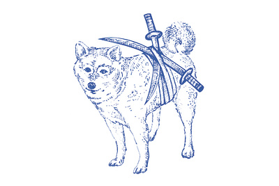 Japan dog artwork design illustration