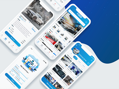 Car Services App adobe xd animate app artist booking bookings car fixing illustration insurance interactive rent ui ux