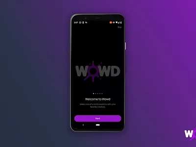 Wowd Sign-up Carousel 2d android animation code dart design flutter graphic design illustration ios mobile mobile design motion graphics programming