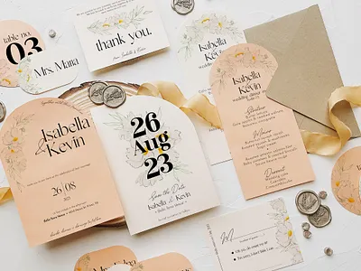 Luxe Floral Outline Wedding Suite branding curvy desert design diy template diy wedding floral floral outline graphic design illustration invites luxury modern serif save the date stationery watercolor floral watercolor illustration wedding cards wedding invitation