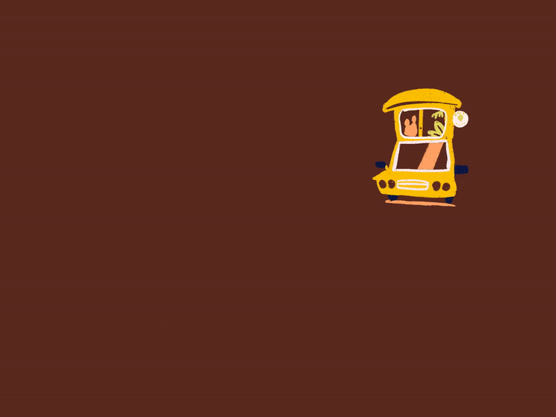 Hanging On animation bookoflai brown car graphic illustration malaysia yellow