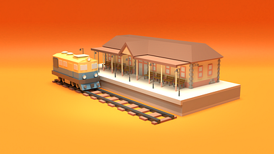 Asset Forge Daily build: Train Station 3d art asset forge blender3d illustration low poly render train station