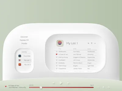 PebbleFm Web Music Player app design music player neomorphism ux web