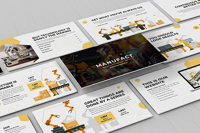 Manufact – Factory Presentation Template business presentation clean company factory keynote template minimal pitchdeck powerpoint template presentation proposal simple slides yellow