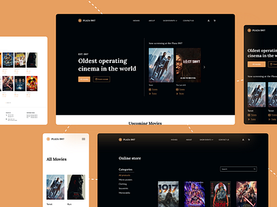 Plaza 1907 website black cinema logodesign orange typography ui ux website