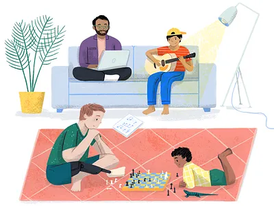 Family art character draw drawing editorial family illustration kids people picture book procreate texture