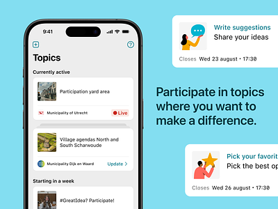 Parta — We make better decisions together app cards crowd decision making design illustration interface participation people platform together topics ui user interface ux