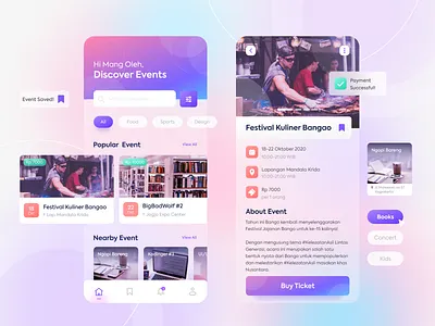 Event App - Eventia app booking design event flat gradient illustration schedule ui ui design ux