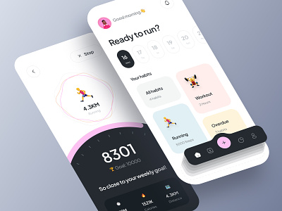 Habit Tracker App Design activity calendar clean daily design exercise fitness goal habit health minimal mobile productivity running task todo tracker ui ux workout