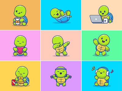 Turtle 🐢🐢 animal baby character coffee cute drink food gym icon illustration laptop laptops logo love mascot music pet pizza tortoise turtle