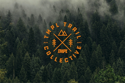TMPL Trail Collective badge badge brand design draw drawing explore graphic design hiker icon identity illustrate illustration logo mountain mountains runner trail trail running trails