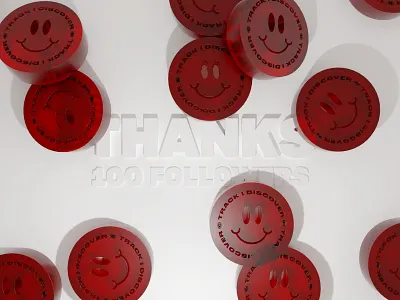 Track I Discover - 100 Followers Shot blender branding candy cinema4d design logo music plastic type typography website