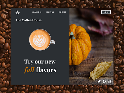 DailyUI #003 autumn branding coffee dailyui dailyui003 design digital art fall flat graphic design minimal typography ui web webdesign