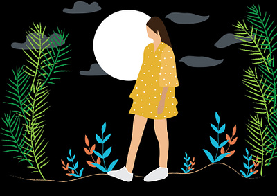 Girl and the Moon - Illustration artist book cover children book illustration colombo concept cover art cover design creative design drawing dribbble flat illustration graphic design illustration illustrator magazine design moon night night mode srilanka