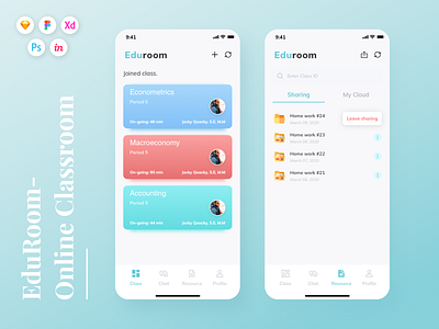 EduRoom - Online Class Room App UI Kit app creative design mobile online study ui ui kit