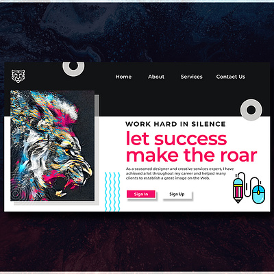 workhard banner design branding business dailyui design design art designer designs graphic design homepage design inspiration instagram interaction landing page lion success ui web website work