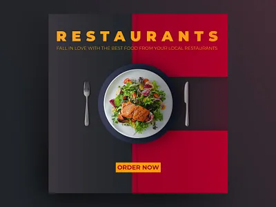 Restaurants black chicken dish drop shadow food order now red restaurants salad social media social media post tasty