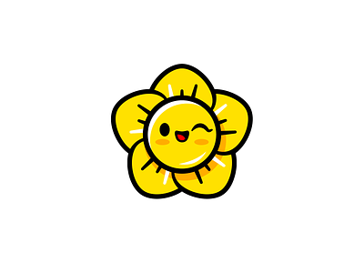 Buttercup brand branding buttercup design identity illustration logo logotype smile sun wink yellow