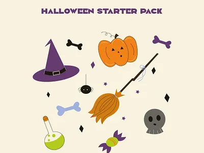 halloween starter pack book illustration bright colors children children illustration halloween halloween design halloween party illustration illustration art illustrator vector