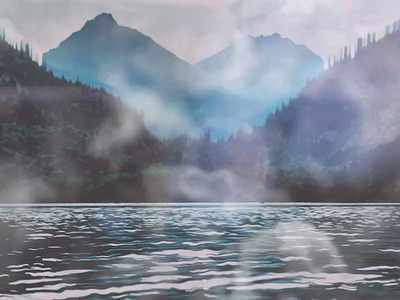 Landscape 3D photo 3d photo clouds lake landscape motion motion graphics river steam water