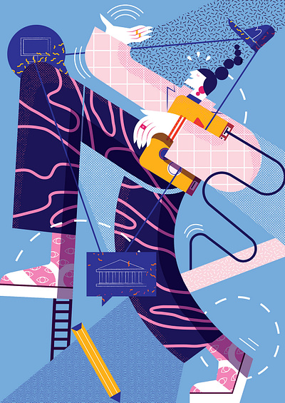 Connections character digital editorial folioart illustration maite franchi pattern