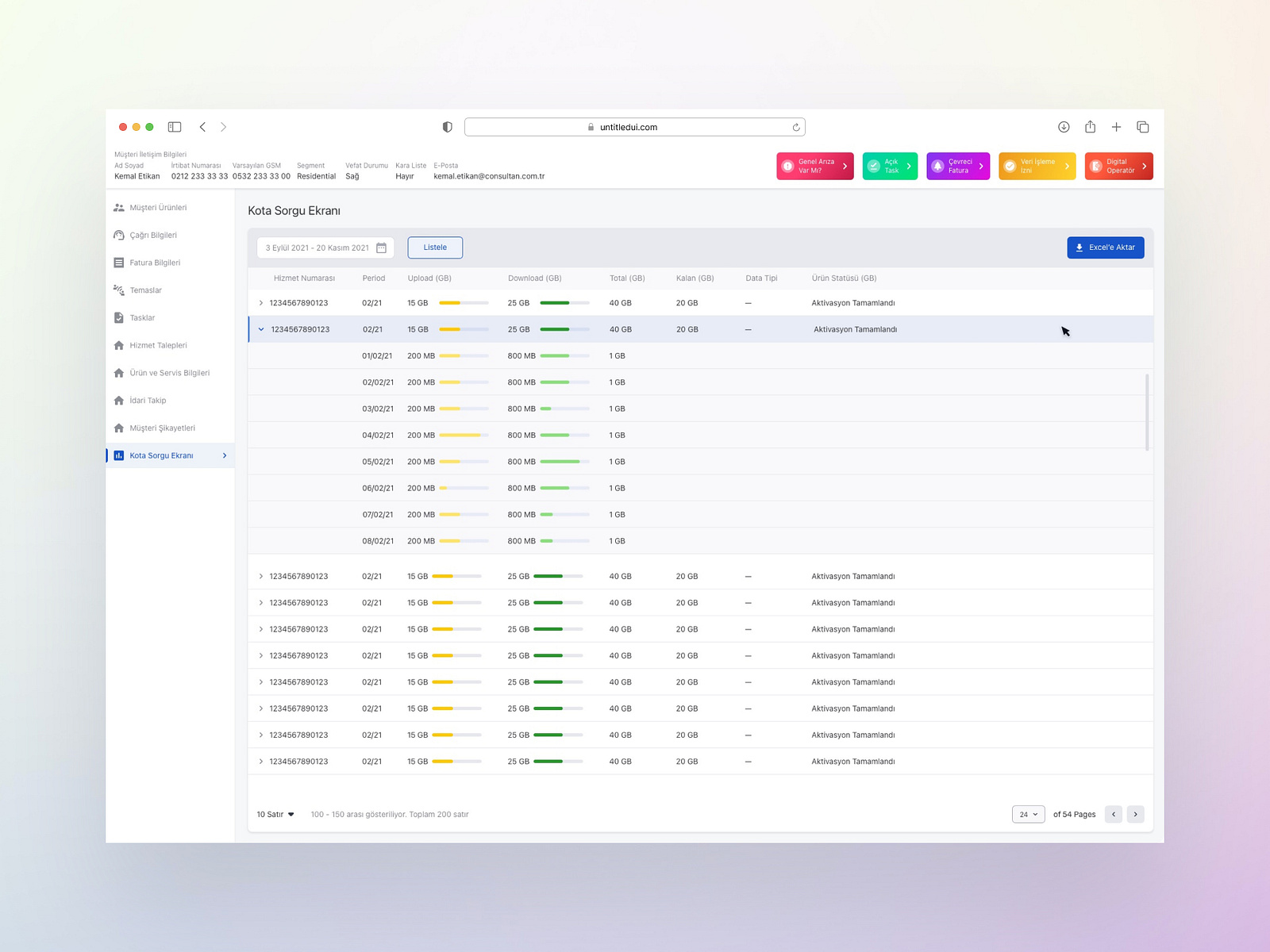Quota Screen by Yasin Celenk on Dribbble