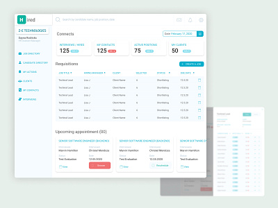 ATS Dashboard applicaiton b2b blue clean ui corporate dasboard data table data visualization desktop flat minimalistic product design saas design ui uidesign ux webapp