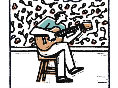 Procreate study - guitar character digital editorial flat guitar illustration procreate texture