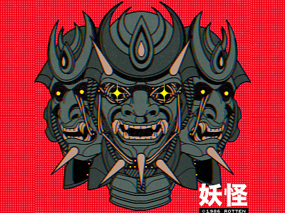妖怪 aesthetic arcade cartoon demon design graphic design illustration lofi retro tv vector vintage yokai