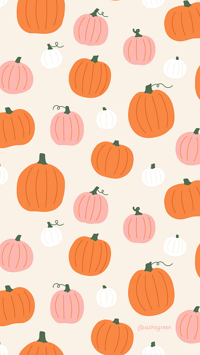 Free pumpkin wallpaper autumn pattern cute fall pattern illustrated pattern illustration minimal orange and pink pattern design pumpkins surface design whimsical