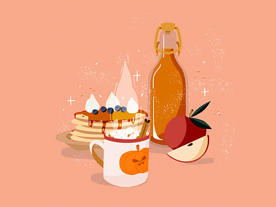 Autumn snack apple apple juice autumn autumn party food hot chocolat orange pancake procreate snack